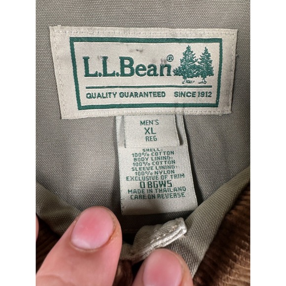 L.L.‎ Bean Original Field Chore Coat Mens XL Tan Cotton Canvas Corduroy Collar - Picture 2 of 7